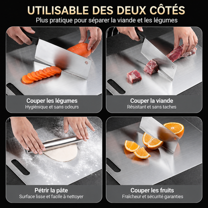 Lot de 2 Planches à Découper Inox Antidérapantes