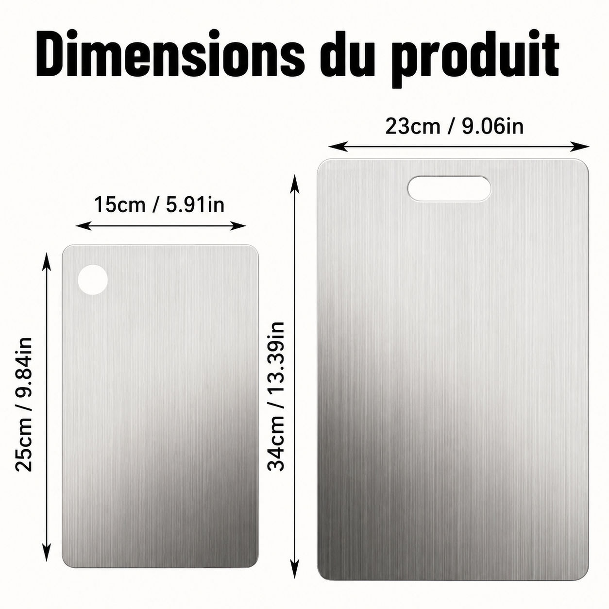 Lot de 2 Planches à Découper Inox Antidérapantes