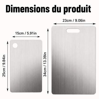 Lot de 2 Planches à Découper Inox Antidérapantes