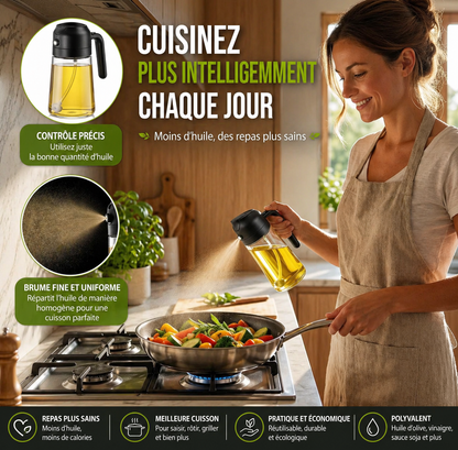 Pulvérisateur d'huile de cuisine en verre 2 en 1