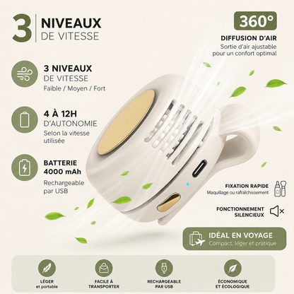 AeroFlow™ Mini Ventilateur Portable Rechargeable