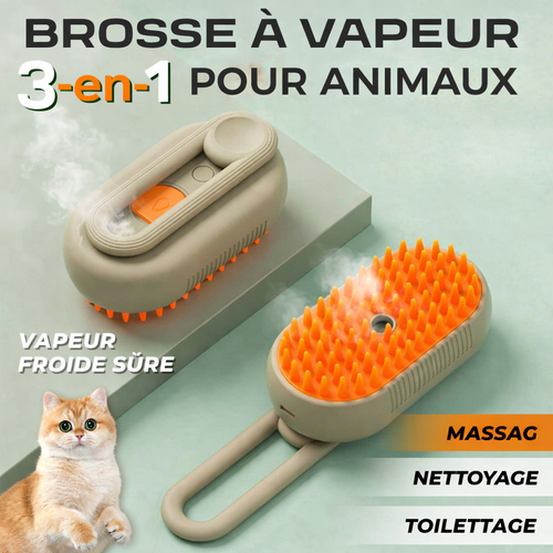 Éliminez les Poils Facilement | Brosse Vapeur 3-en-1 pour Chien et Chat