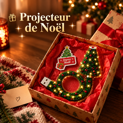 Projecteur de Noël USB en Forme de Sapin 6 Motifs Festifs