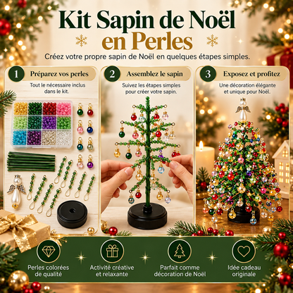 Sapin de Noël 3D en perles avec LED