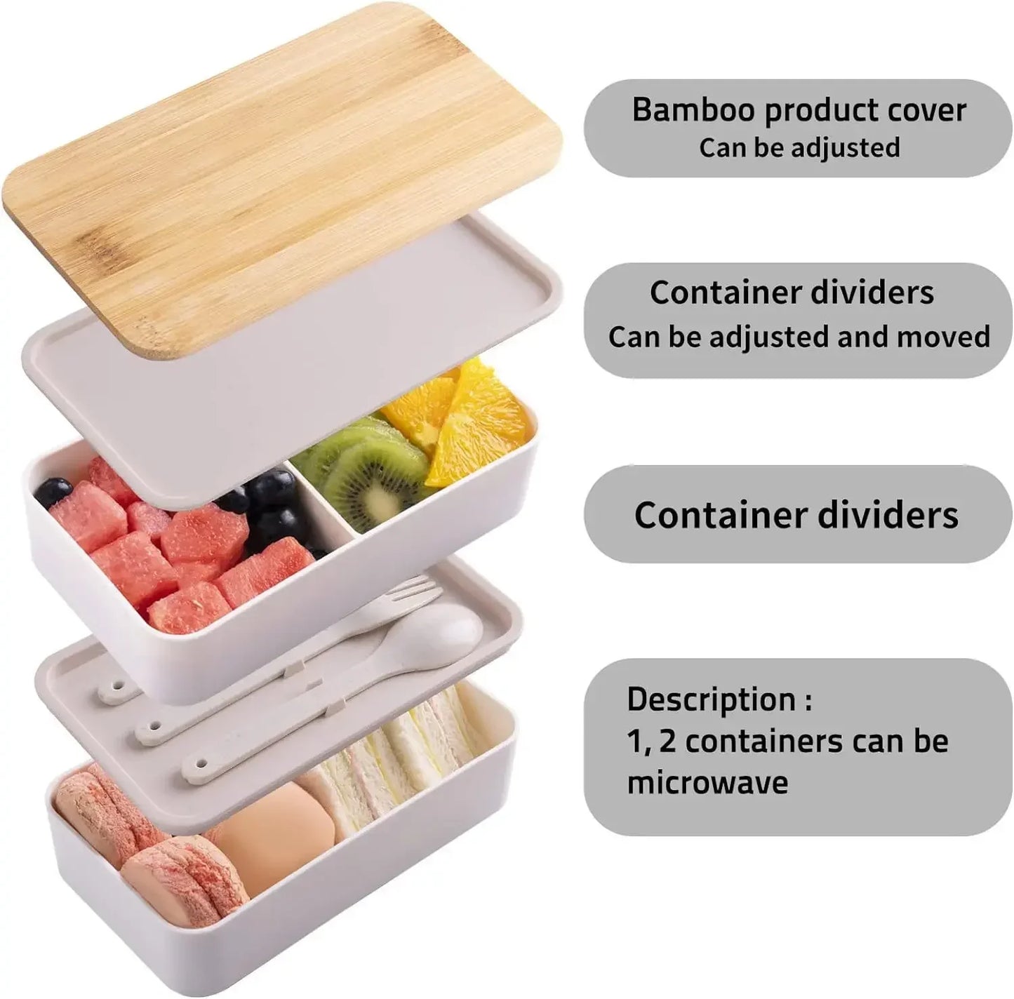 Lunch Box Bento avec Couverts – 2 Compartiments
