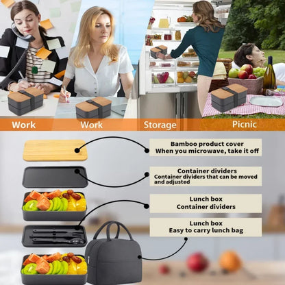 Lunch Box Bento avec Couverts – 2 Compartiments