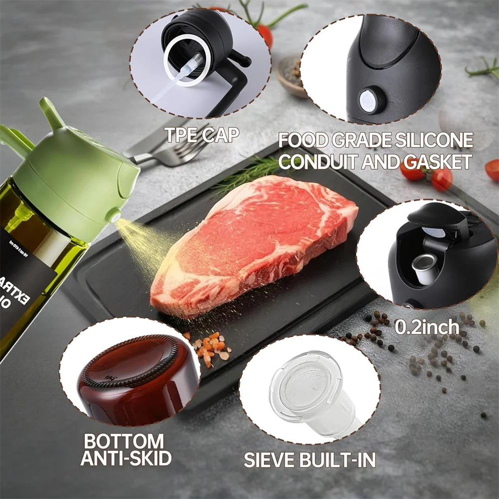 Pulvérisateur d'huile de cuisine en verre 2 en 1