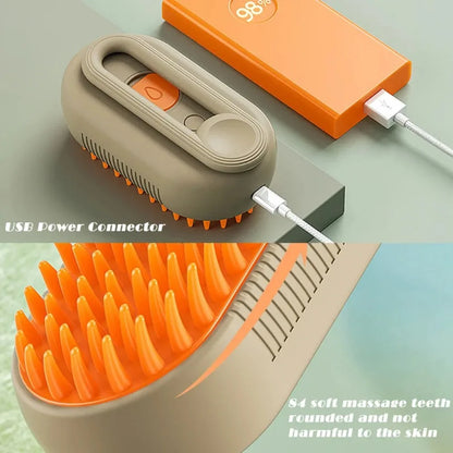 Éliminez les Poils Facilement | Brosse Vapeur 3-en-1 pour Chien et Chat
