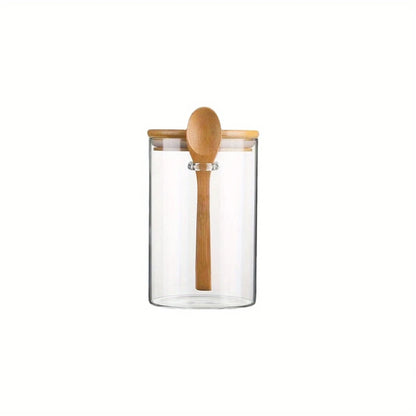 Pots en verre  avec couvercle en bambou