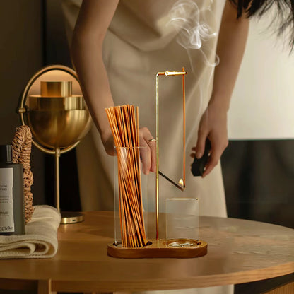 Porte-Encens 2 en 1 avec Attrape-Cendres en Verre