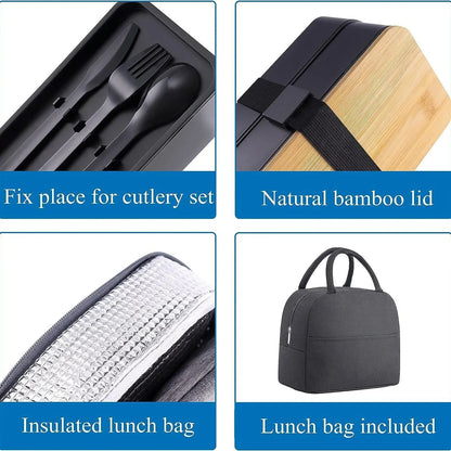 Lunch Box Bento avec Couverts – 2 Compartiments