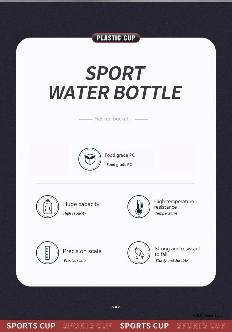 Bouteille d'Eau Sport 2.7L Grande Capacité
